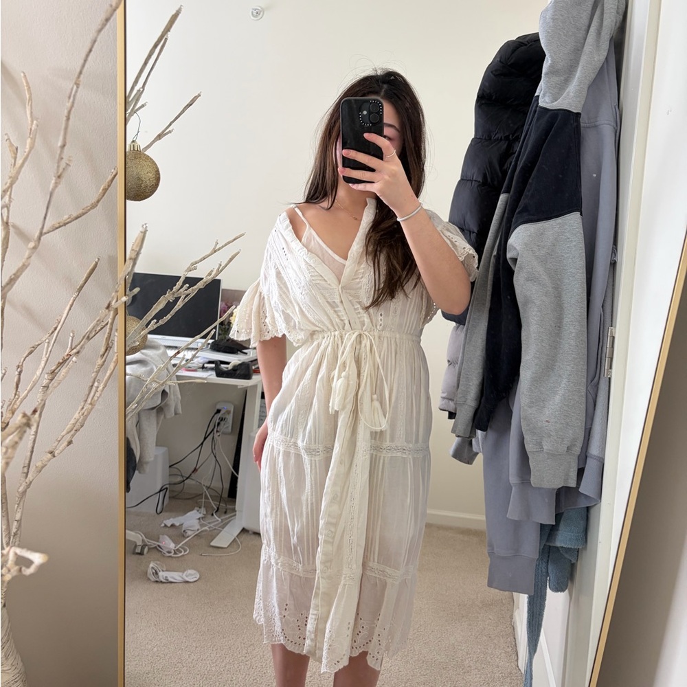Love Sam Cream flowy eyelet Dress
